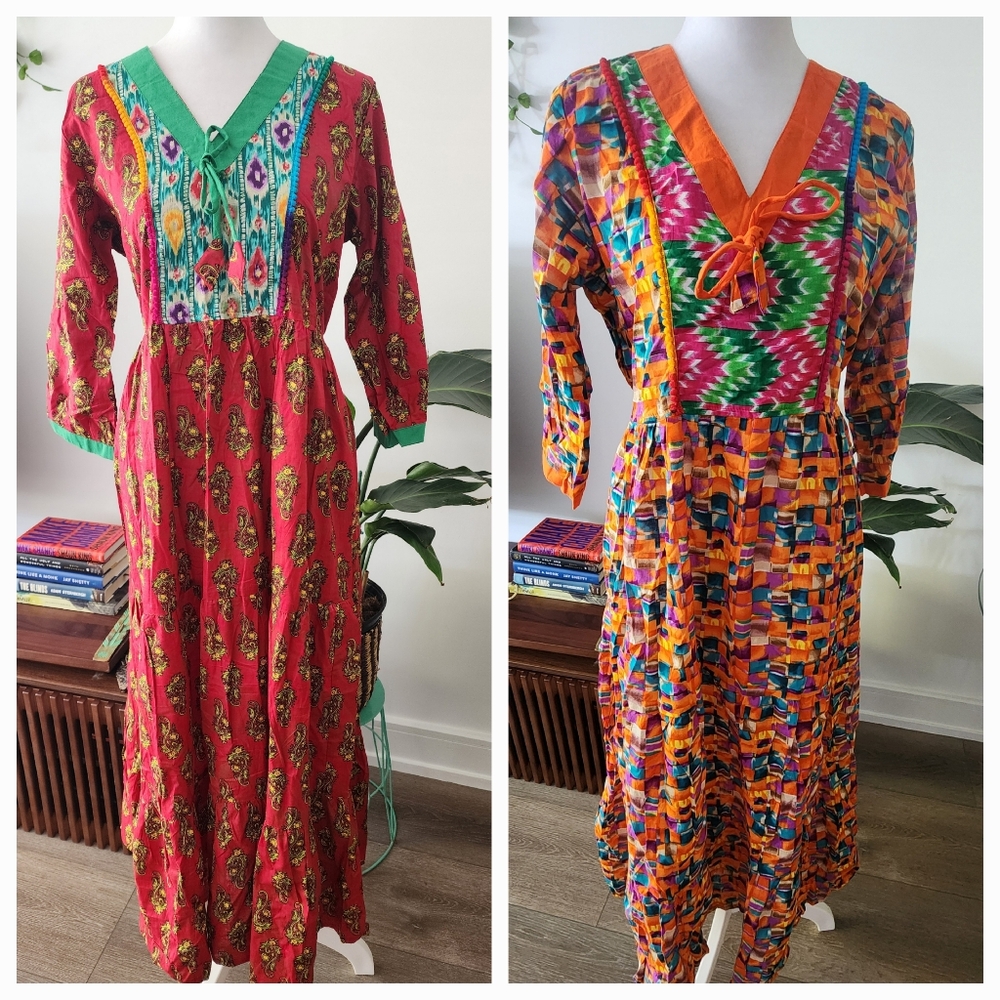 Long red Cotton dress